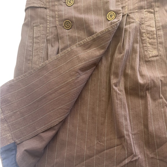 CUE | Wrap Skirt Pinstripe Brown 10 - Picture 2 of 10